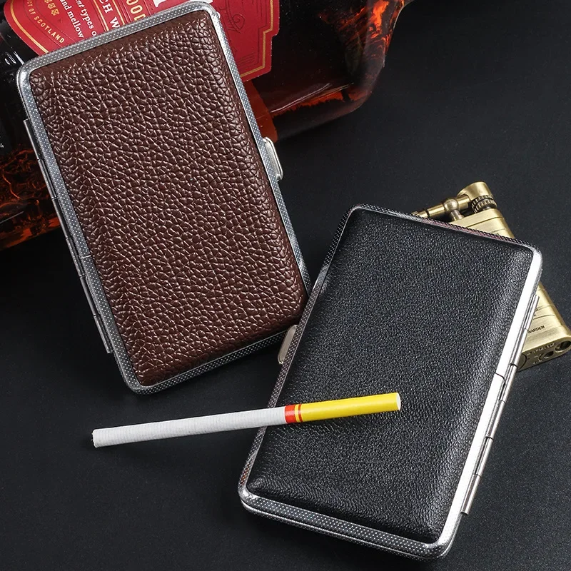 Leather Slim Portable Cigarette Case Pressure and Moisture Resistant Cigarette Accessories