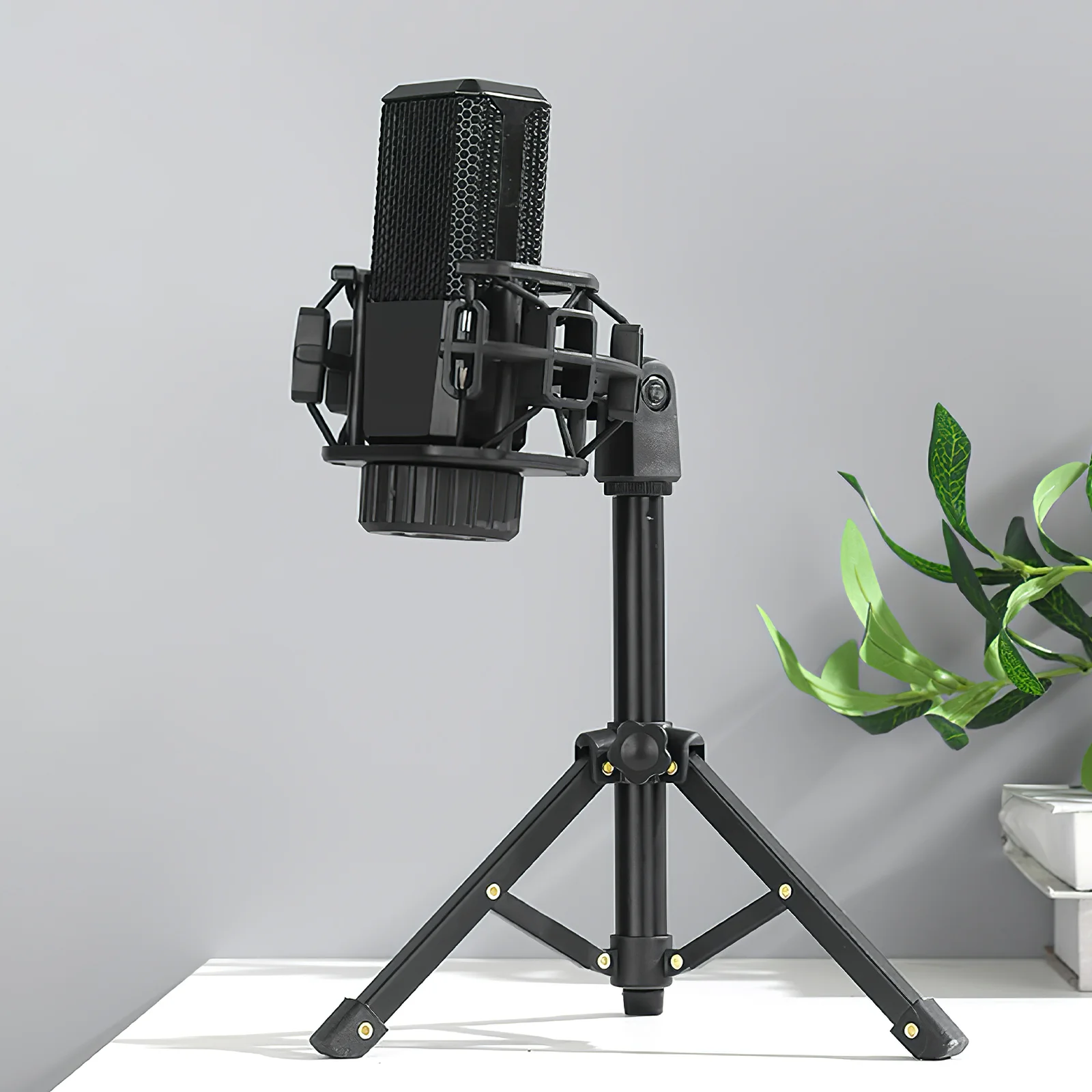 Portable Desktop Microphone Stand Foldable Tripod Adjustable Mic Holder Bracket Desk Mount Table Stand Accessories Parts Mic