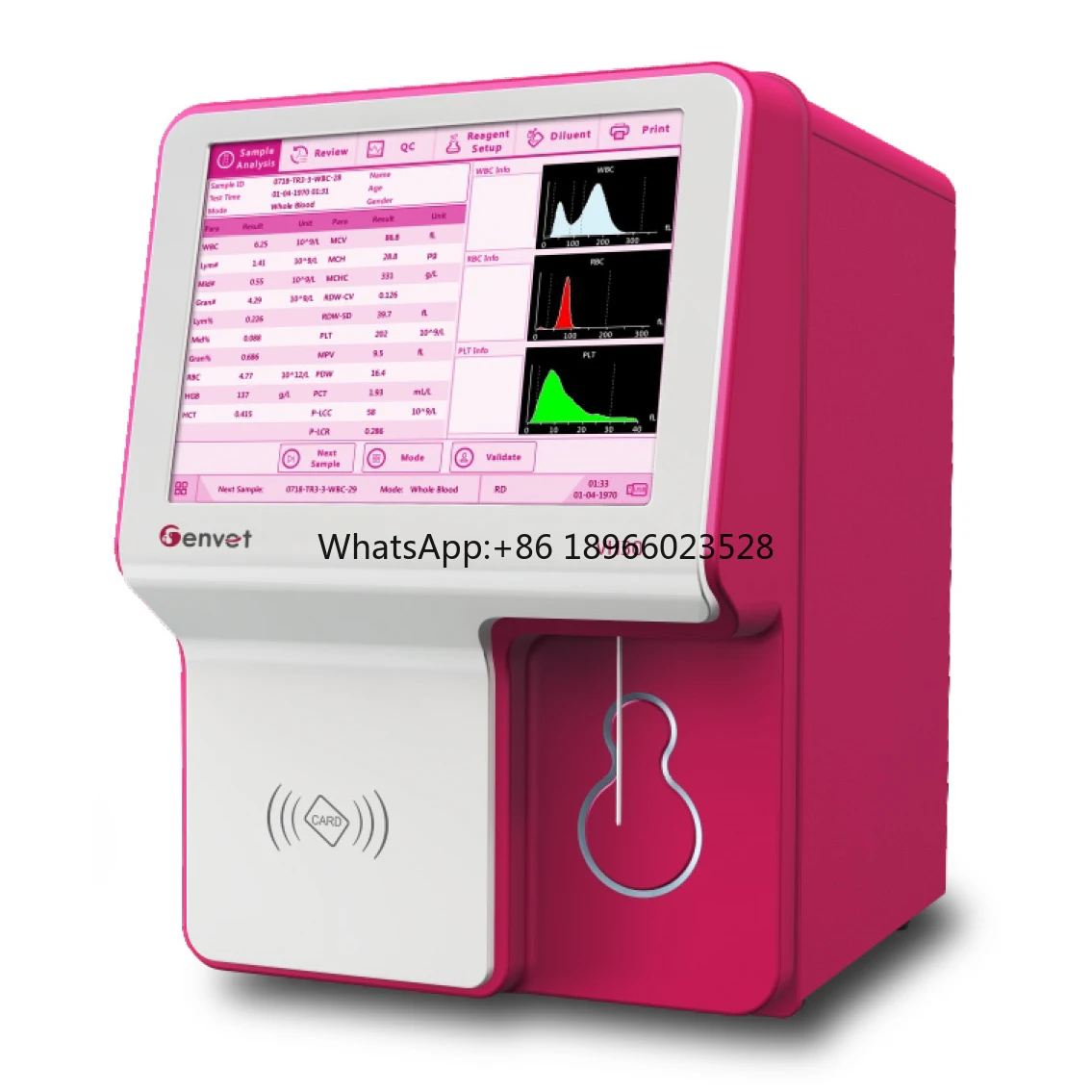 Veterinary 3 Part Hematology Analyzer Auto Vet Closed System CBC Analyzer Price Genrui Brand Genvet VH30