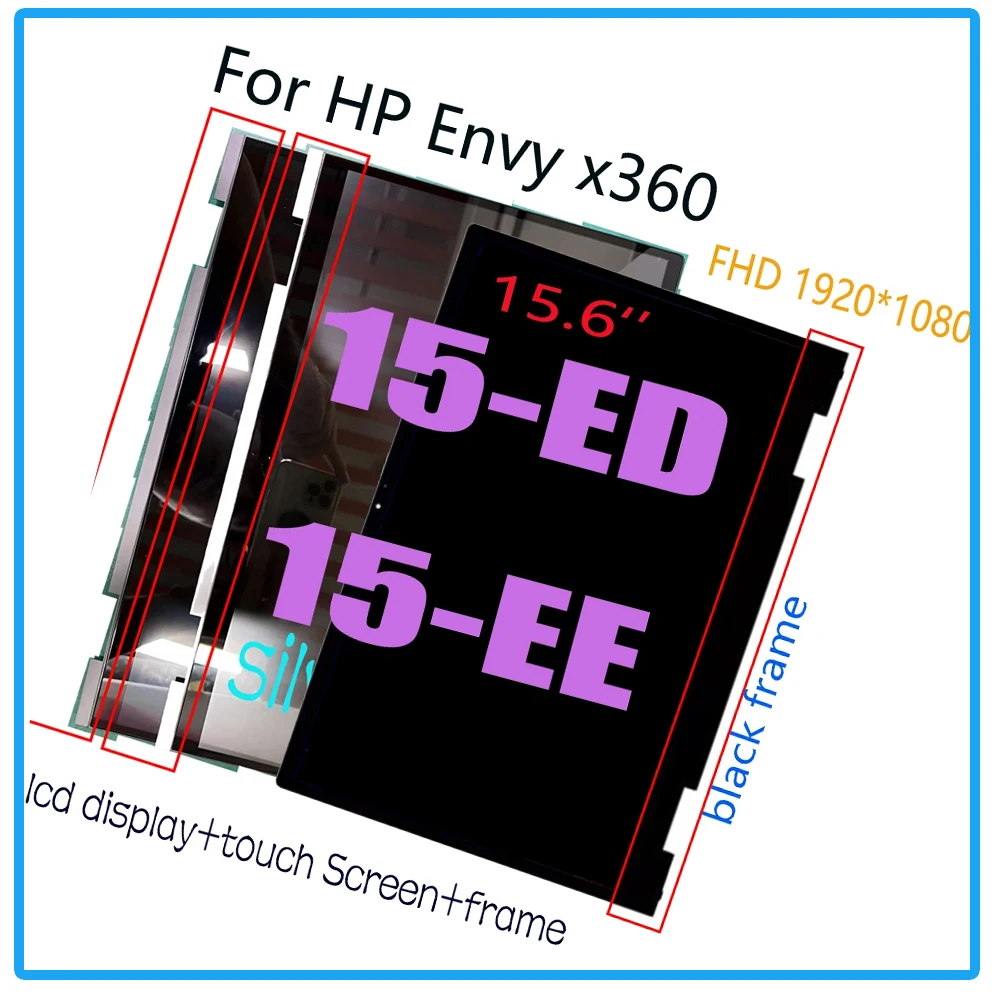 

15.6‘’ FHD IPS LCD For HP Envy x360 15-ED 15M-ED 15m-ee0013dx 15-EE LCD Display Touch Screen Digitizer Assembly Replacement