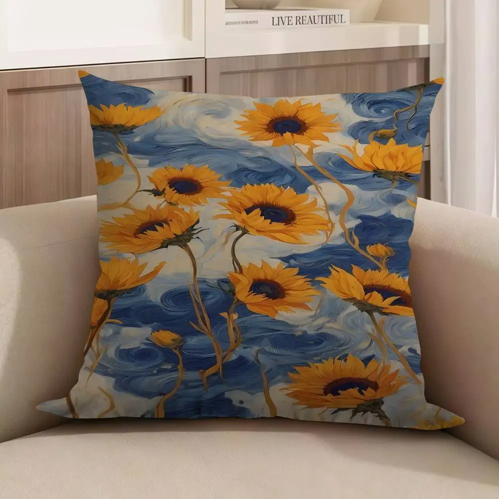 

Van Gogh Sunflowers Personalized Pillow Dust Cover Bedroom Kids Party Decoration Pillowcase Birthday Children Gift