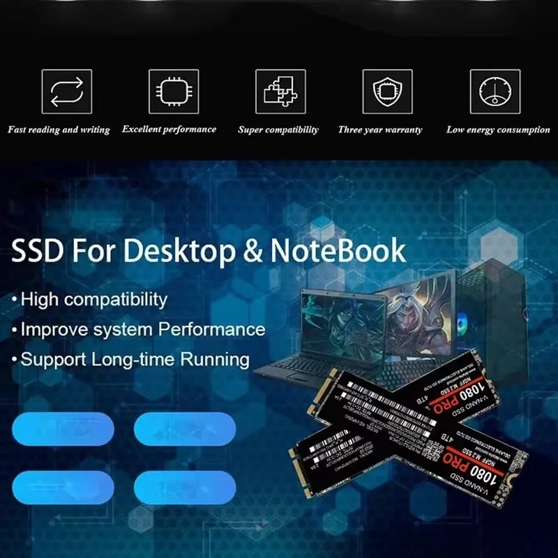 PS5 노트북 데스크탑 PC용 SSD 내장 솔리드 스테이트 하드 드라이브, 정품 M.2 2280 PCIe Gen 5.0x4 NVMe, 1080PRO, 4TB, 2TB, 1TB, 신제품