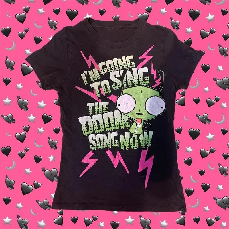 Aesthetic Emo y2k tops Baby Tees Tops Streetwear Gothic Harajuku Graphic Cool Girl T-shirt Vintage Crop Tops Wome clothes