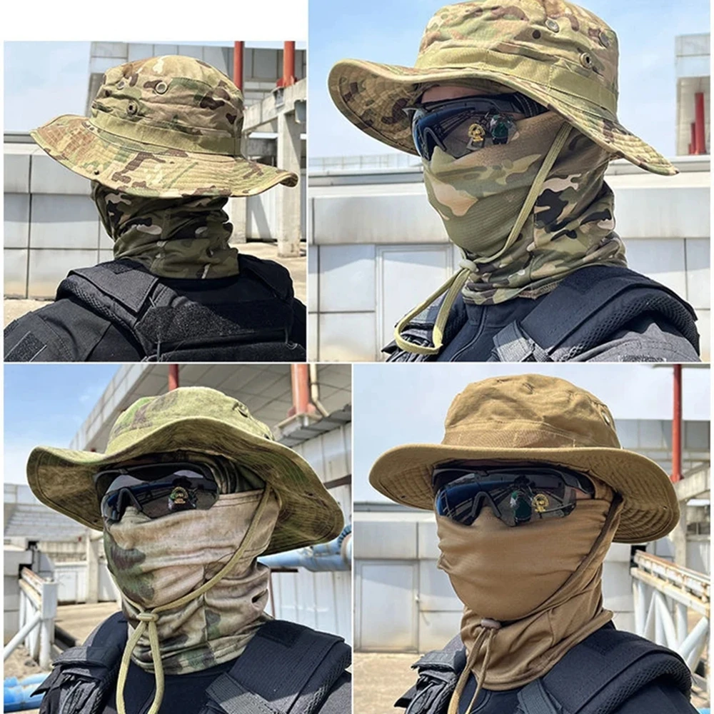 Hiking Fishing Benny Hat Outdoor Sports Sunblock UV Protection Neck Face Camouflage Adjustable Benny Hat And Mask