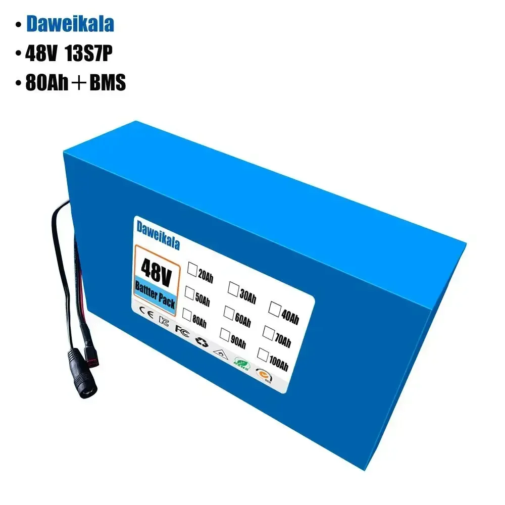 48V 100Ah 13S7P lithium-ion battery pack 48V 100000mAh 2000W electric battery, built-in 50A BMS+charger image 3