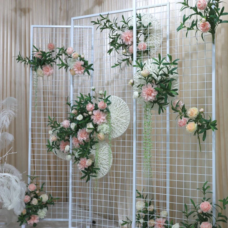 Wrought Iron Grid Screen Decoration, Geometric Window Props, Wedding Stage Background, New