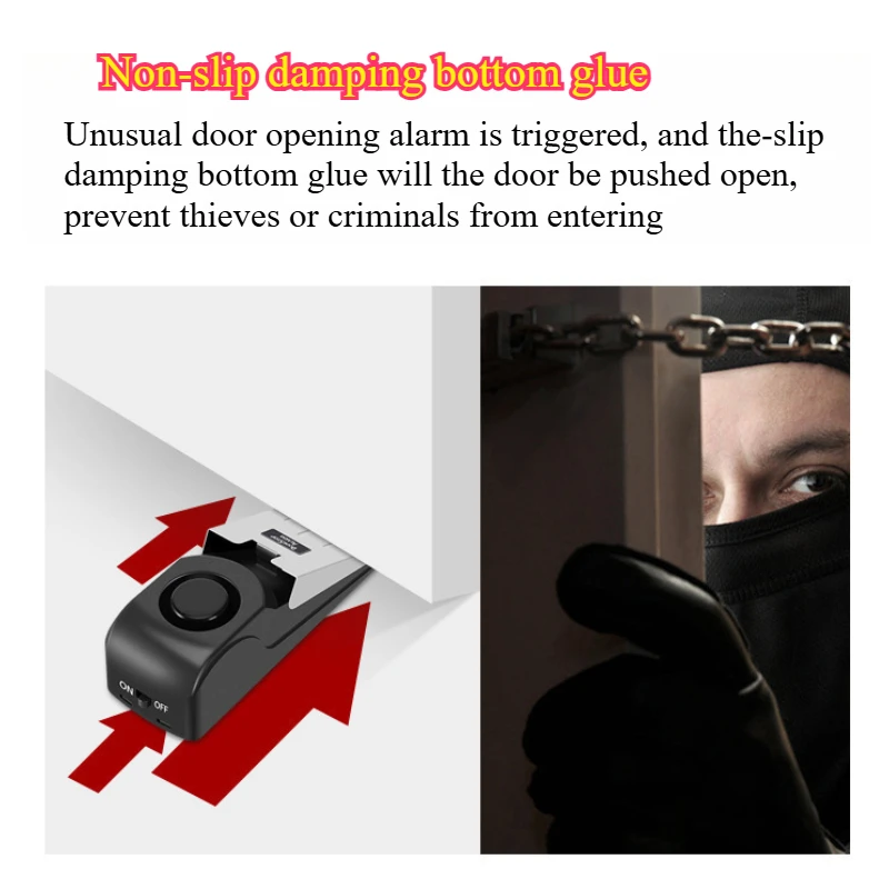 Battery Wireless Door Stop Alarm System 120dB Loud Home Security Anti-Theft Door Block System Portable Doorstop Preasure Alarm