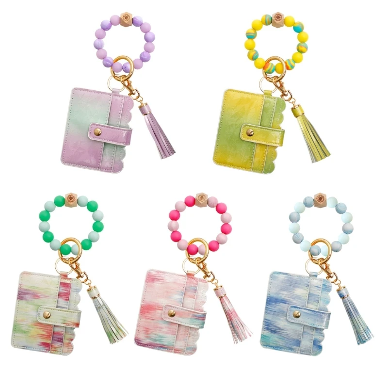 Silicone Luminous Beads Bracelet for Women Keyring Pendant Bangle Card Wallet