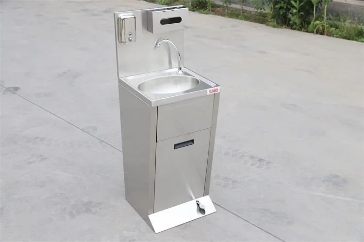 America Style Commercial Hotel Portable Foot-operated Sinks Stainless Steel Hand Wash Basin