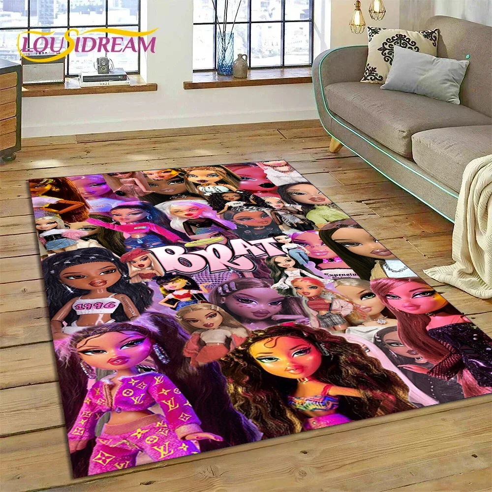 HD Cartoon Bratz Doll Cute Girls 3D Carpet Rug for Bedroom Living Room Home Sofa Decoration,Children Game Large Decor Floor Mat