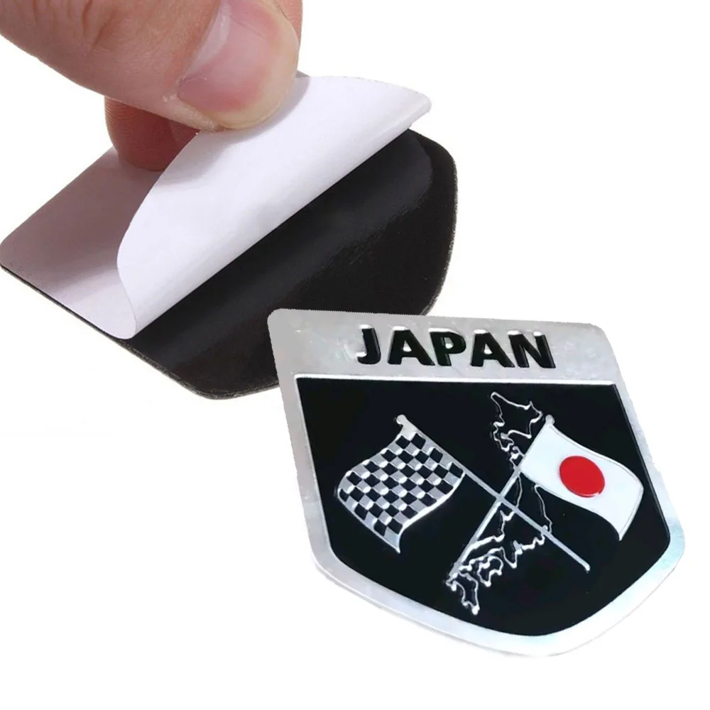 

3D Metal Japan Japanese Flag Shield Car Bumper Rear Trunk Badge Emblem Sticker Flag Auto Motorcycle Body Universal Accessories