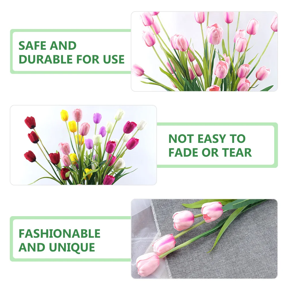 

2 Pcs Fake Flower Decoration Artificial Faux Tulips False Flowers for Bouquet Decorative Home
