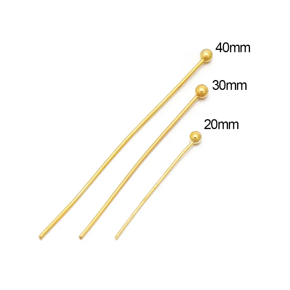 50Pcs Stainless Steel 20/30/40MM Gold Color Ball Head Pins For DIY Jewelry Findings Making Accessories Supplies