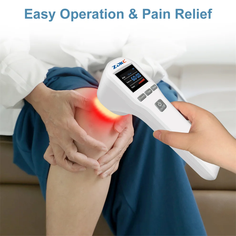 

ZJKC 808nm x4+650nm x16 Handheld Hand Held Cold Laser Low Power Therapy Medic Heat For Arthritic Dogs Rheumatoid Arthritis