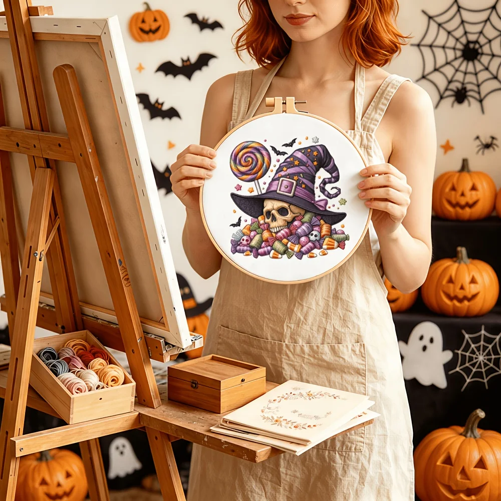 Embroidery Stitch Practice Kit Pre‑Printed Fabric Bamboo Hoop Thread Needles Learning Hand‑Stitching Craft Set