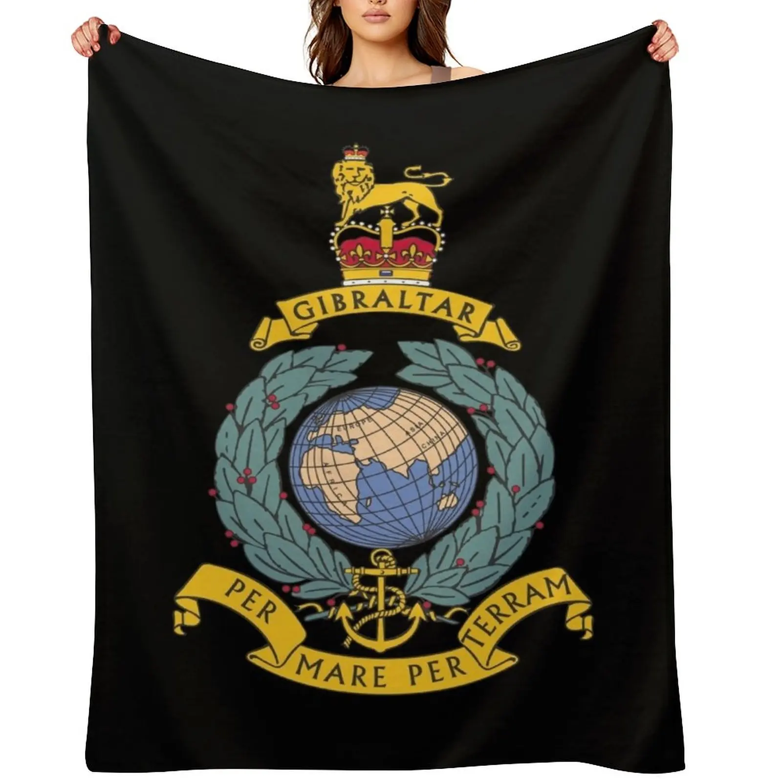 Royal Marines Commando Gibraltar Emblem Throw Blanket Polar Custom Designers Summer funny gift Luxury Thicken Blankets