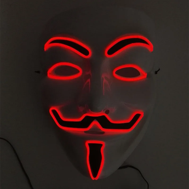 Classic Film Theme Light Up Face Mask Luminous Anonymous Mask Halloween Cosplay Costume Men Women V Mask Glow In The Dark Props