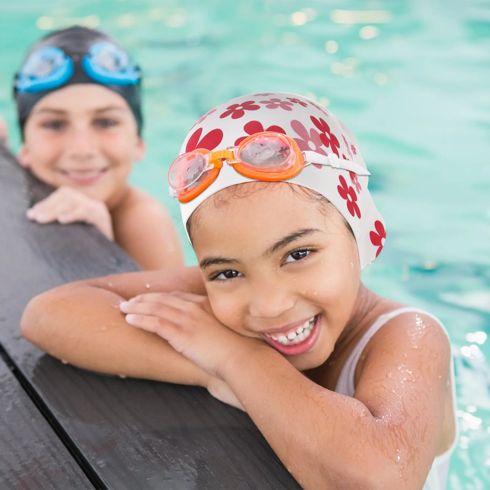 

Kid Swim Bathing Children Silicone Swimming Caps Waterproof Bath Hat For Kids Durable Comfortable Toddler Swim Caps Girls Boys
