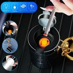 Personalized Mini Multi functional Keychain USB Lighter LED Lighting Windproof Silent Tungsten WireIgniterOutdoorPortableLighter