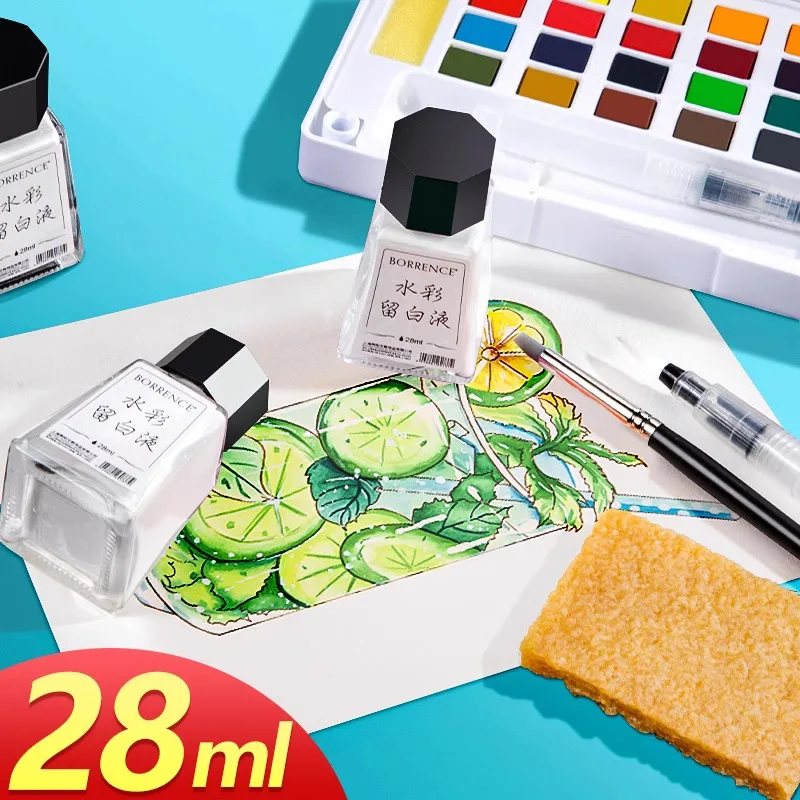 

Borrence White Watercolor Masking Fluid 28ml Rubber Eraser Blank Glue Covering Liquid Hand-painted Watercolor Painting Supplies