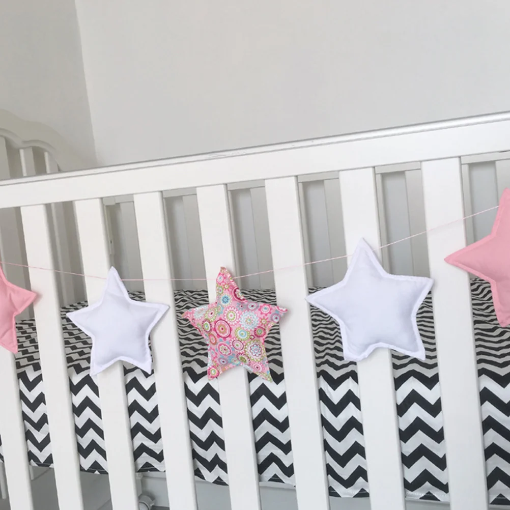 

Star Decor Room 5 Stars Pink White Cloth Wall Crib Banner Photography Props Warm Atmosphere Lively Star Banner