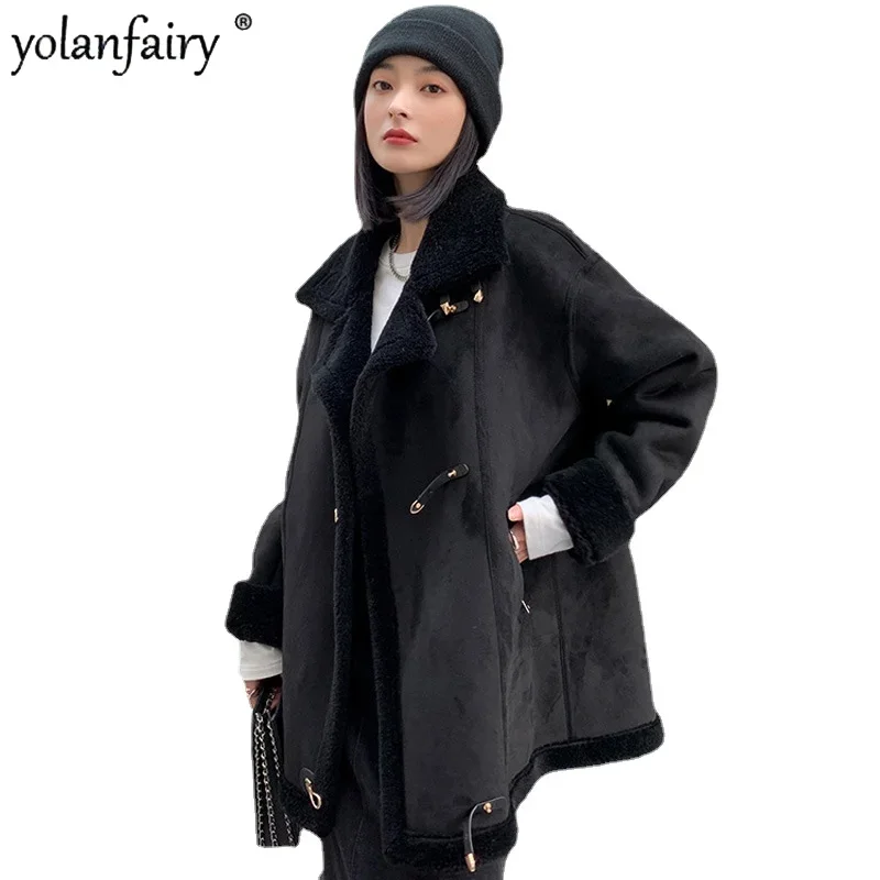 Pure Wool Fur Coat Women\'s Lamb Fur Jacket Female Artificial Fur Integrated Coat Light Luxury Retro 100% Wool Outwears FCY4913