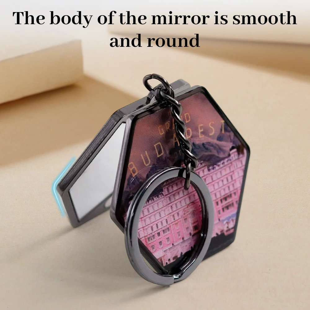 ويس أندرسون فيلم كوميدي جراند بودابست فندق المفاتيح على الوجهين مرآة مغناطيسية الفيلم الأسطوري قلادة مرايا ماكياج #5