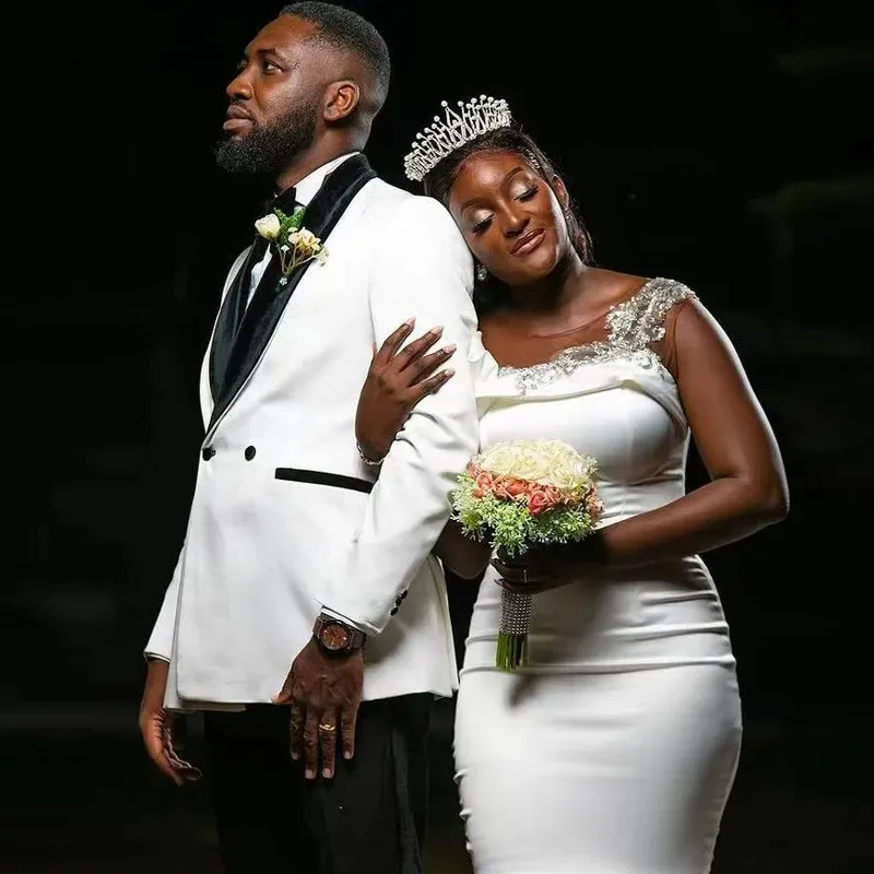 فساتين زفاف مخصصة بأكمام قصيرة وخرز لامع رداء De Mariage 2025 فساتين زفاف ريفية أفريقية