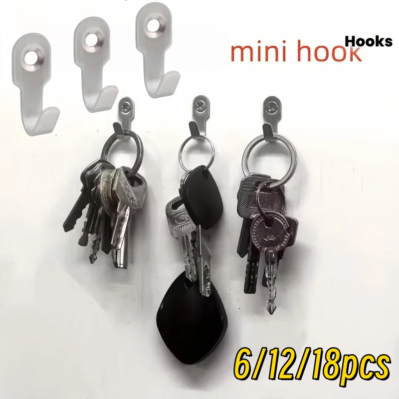 6/12/18 Stück J-förmige Wandhaken, Mini-Haken (mit Schrauben) zum Aufhängen kleiner Gegenstände wie Schlüssel, Handtücher, Kopfhörer, Hüte