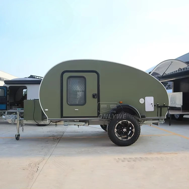 ONLYWE Compact Independent Suspension Camper Trailer Teardrop Trailer Camper Mini Trailer Teardrop Camper with Water System