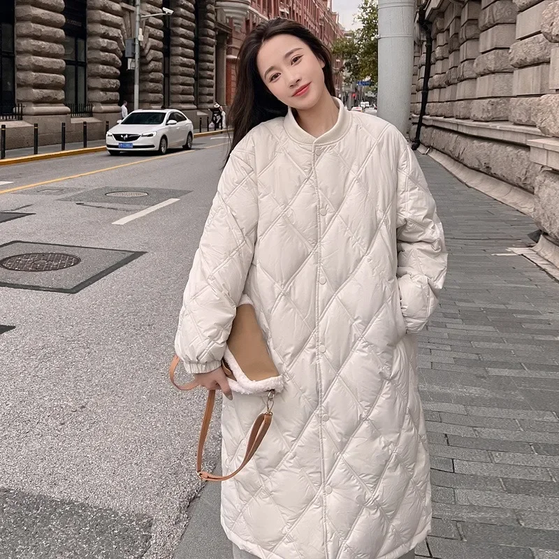 

Женские парки с ромбовидной сеткой, длинные стили, легкая куртка, вязаная съемная теплая куртка с капюшоном, модная женская одежда с карманами