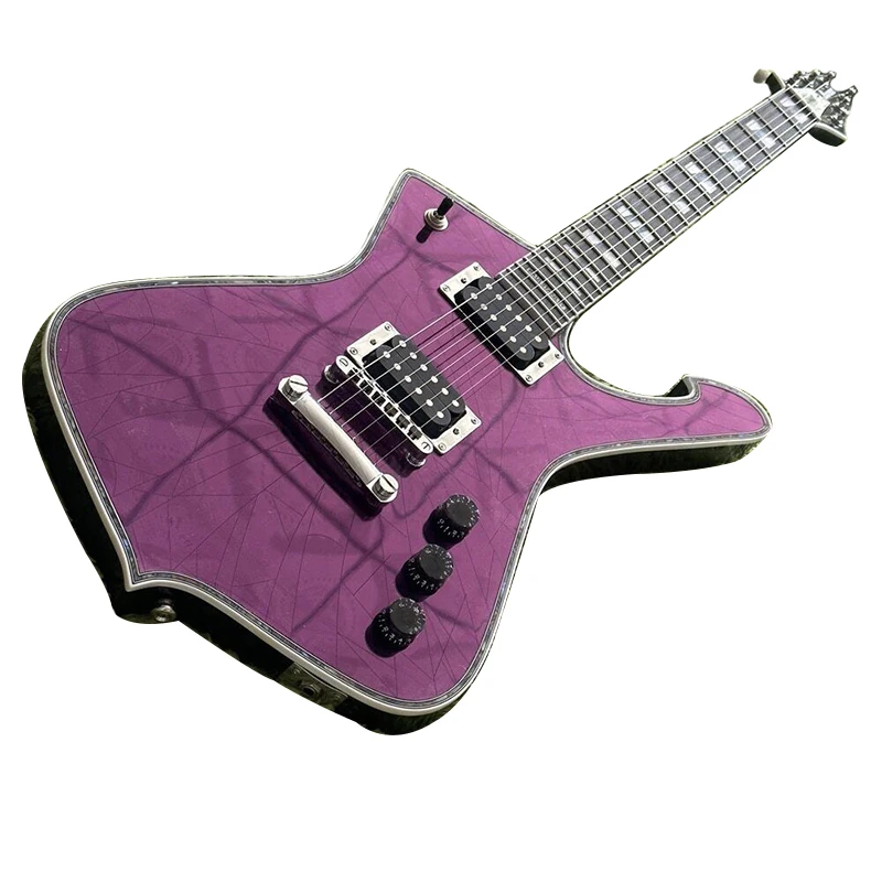 

Purple Mirror Electric Guitar Pickguard Abalone Body Binding Chrome Hardware