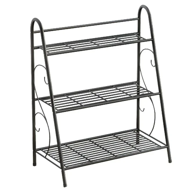 Three-layer Iron Support Flower Shelf for Plant Pots Floor Holder Shoe Rack Sundries Display Balcony and Garden Furniture