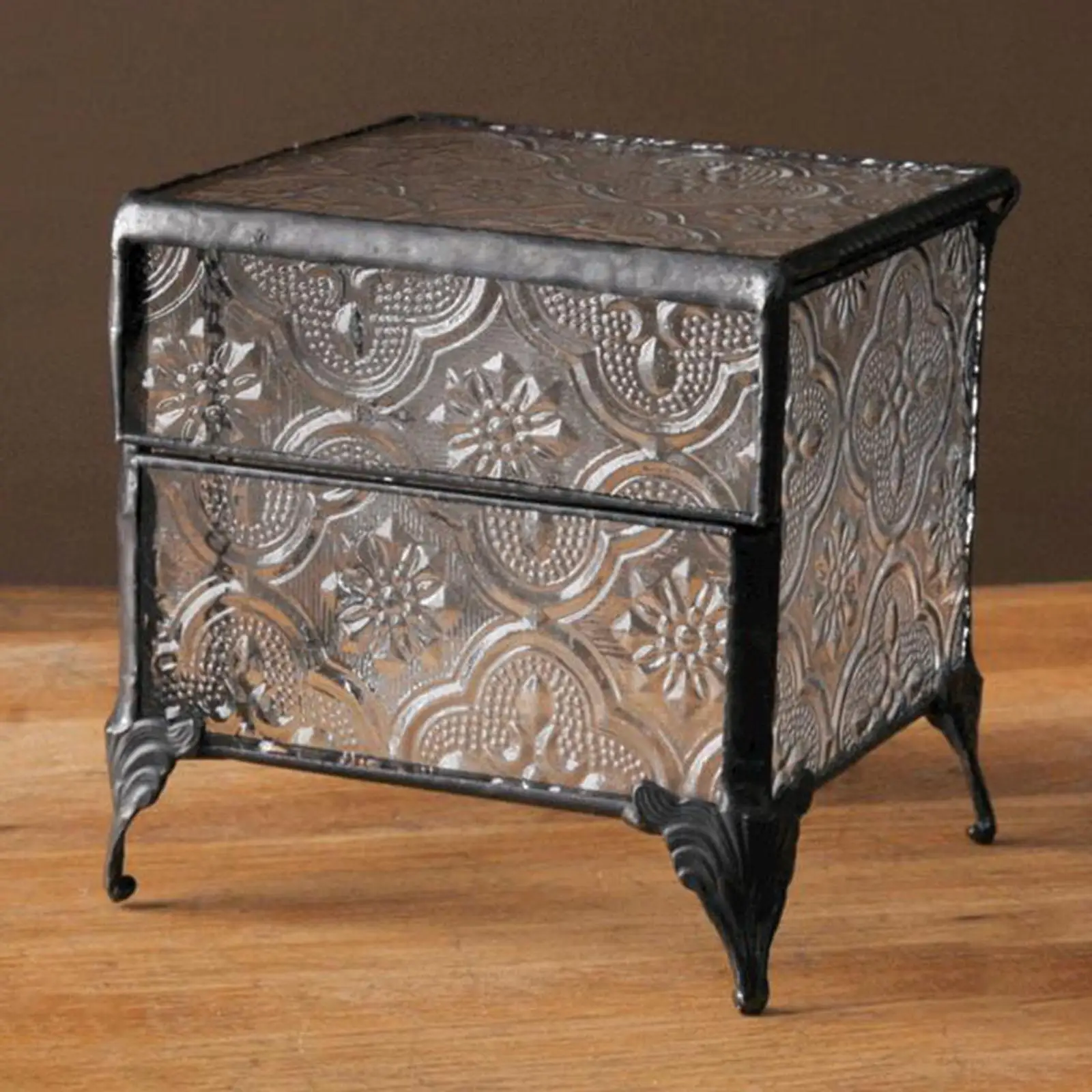 

Glass Jewelry Box Collection Display Case Lidded Box with Hinged Lid for Necklaces Rings Earrings Gift for Women and Girls