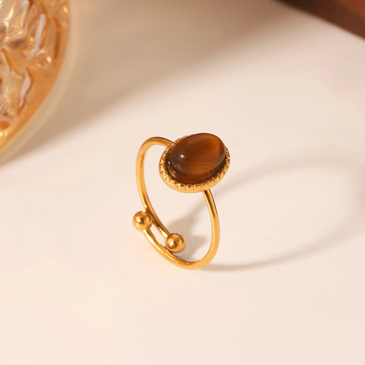 

Vintage Women Stainless Steel Opal Ring Beautiful Flower Open Wedding Ring Waterproof Jewelry Finger Ornament Gift