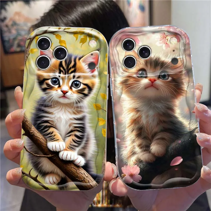 

Butterfly Cat Flower Art For Apple iPhone 17 16 16E 15 14 13 12 11 XS Air Pro Max Plus Wave Oil Soft Funda Phone Case