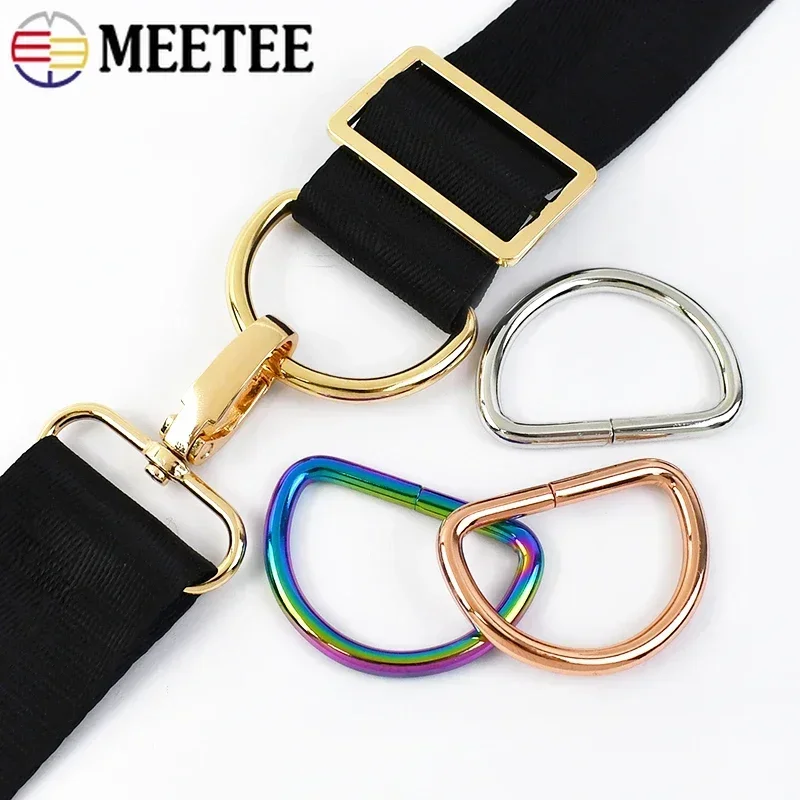 30Pcs Meetee 12-50mm Metal O D Ring Buckle Bag Strap Adjust Clasp for Garment Handbag Belt Buckles DIY Craft Hardware Accessory