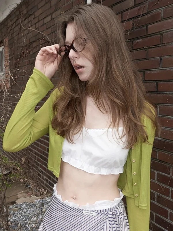 Primavera Estate Nuovo Sle Sottile ort lavorato a maglia Cardigan aperto Abiti di protezione solare Top di piccole dimensioni Dolce Sle Fibra di poliestere