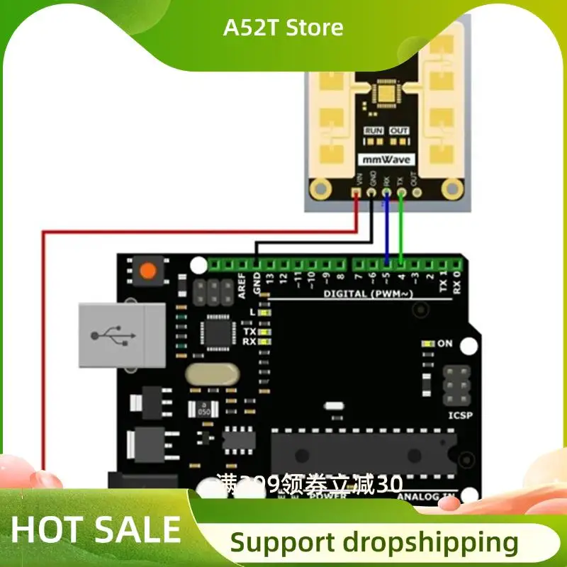 

A52T Mmwave C4001 Датчик 24 ГГц для мониторинга в реальном времени Датчик обнаружения скорости отслеживания
