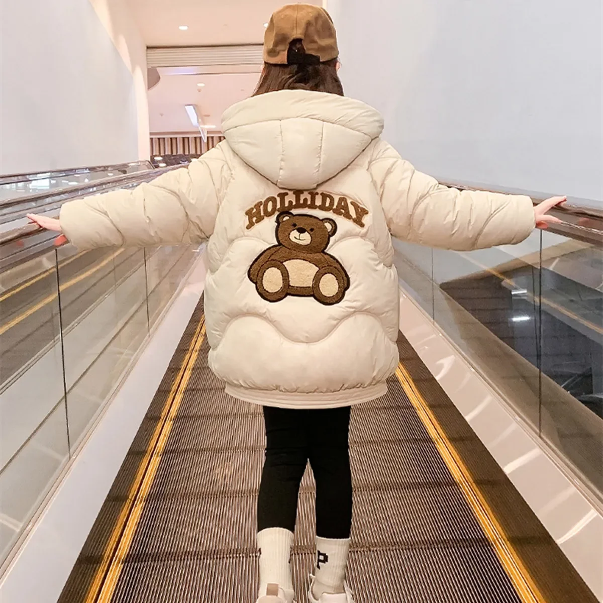 New Winter Down Cotton Jacket Girls Hooded Coat Children Outerwear Clothing 3-14 Years Teenage Girl Parka Outfit TZ948