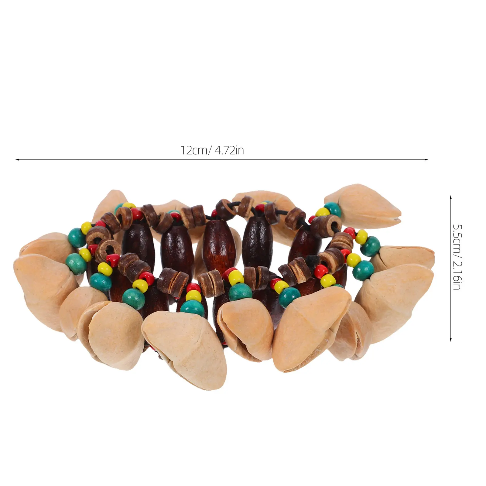 3Pcs African Nuts Shell Bracelet Lightweight Ethnic Coconut Shell Shaker Wrist Instrument for Rhythm Training Tribal Music
