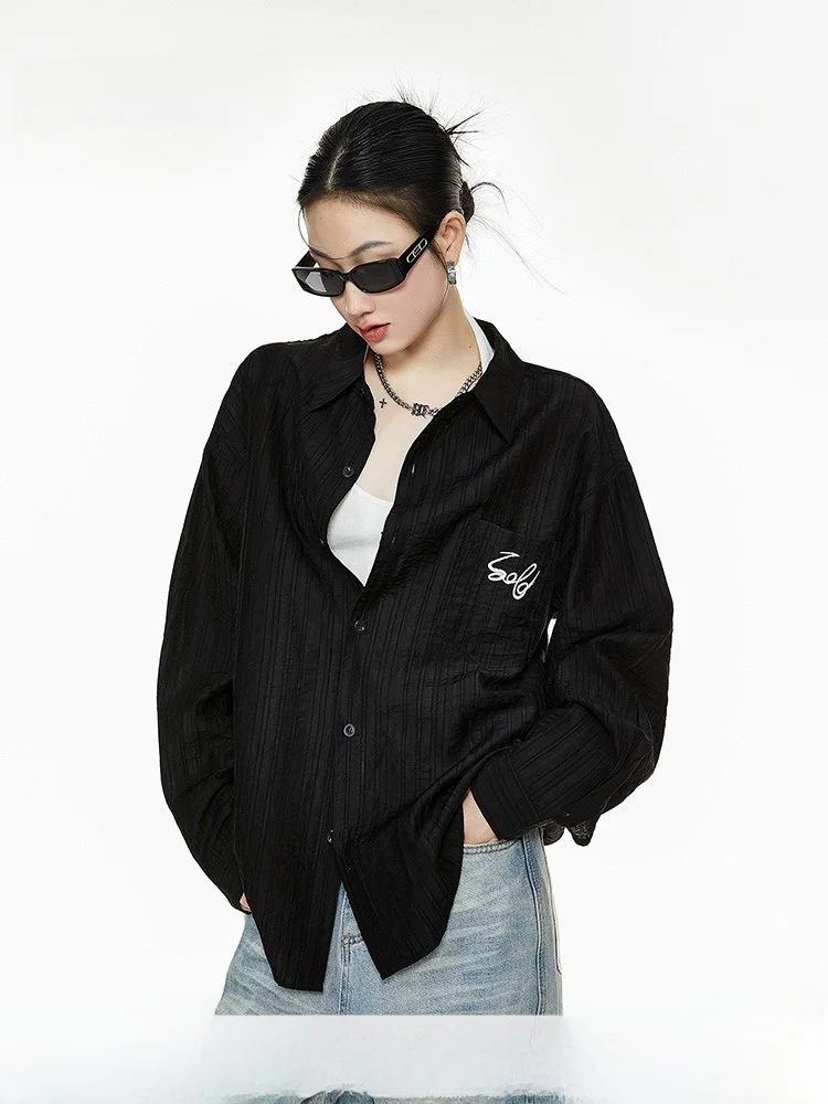 

Loose Women's Bla Linen irt Summer New Sle Physical Sun Protection Outerwear ICH MODE Commute Sle Long Sve Striped...