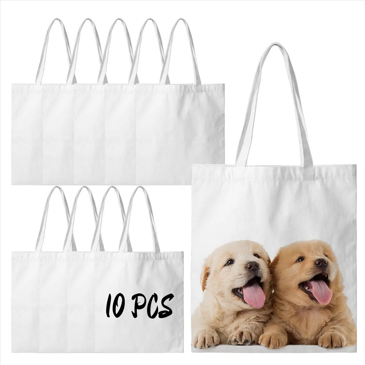ABJS Sublimation Tote Bags Blanks 15 x 13 Inch Polyester Canvas Tote for DIY Crafting Heat Transfer Bag for Gift