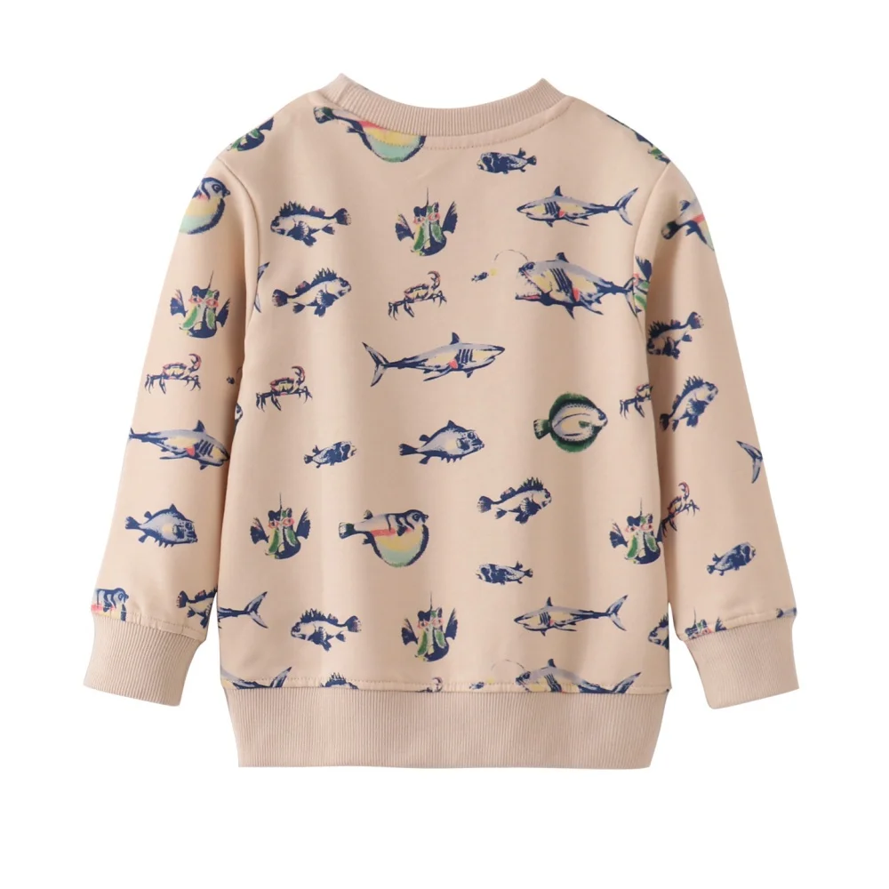 Jumping Meters Sea Animals Printed Long Sleeve Sweatshirts for Boys And Girls 2-7T Kids Sport Shirt Autumn Spring Clothing