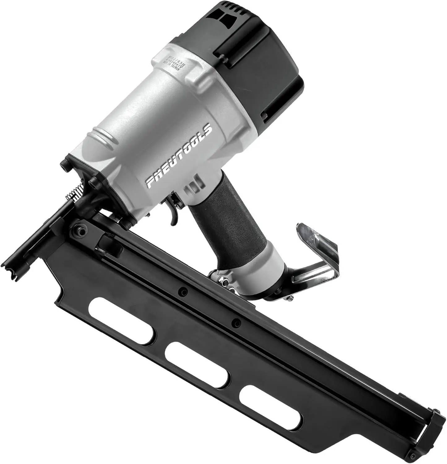 

21 Degree Framing Nailer with Rafter Hook The one piece safety mechanism is optimized for speed and durability