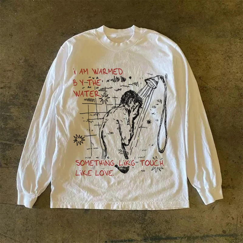 Heavyweight 310g Pure Cotton Long Sleeve T-Shirt American Retro Oversize Streetwear Versatile Comfortable Casual round Neck Top
