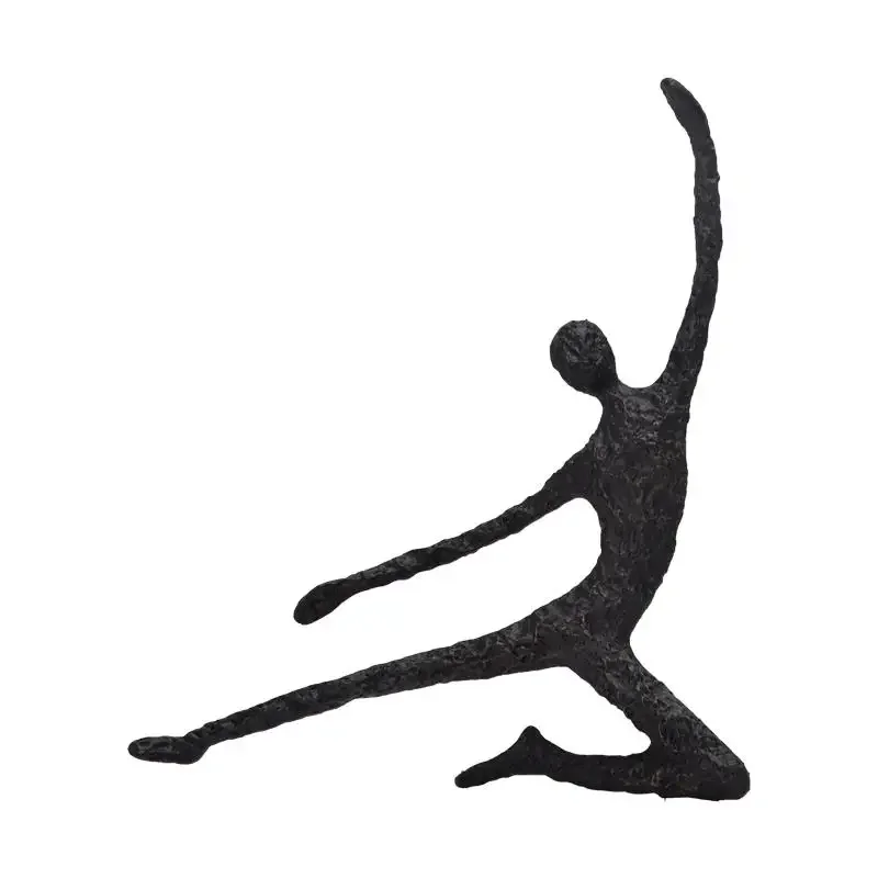 Cast Iron Crafts Black Human Sculpture Dance Pose Art Desktop Ornaments Living Room Decoration Home Decor Accessories