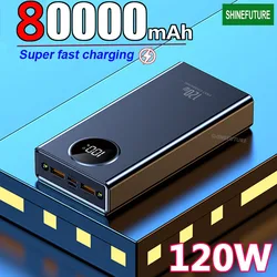 80000mAh Power Bank 120W Super Fast Charging Ultralarge Capacity For Mobile Power External Battery For iphone Spare Battery New