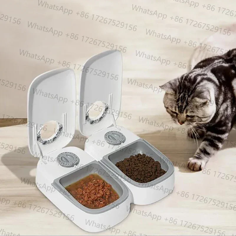 Applicable to2 Meals Timed Automatic Dog Feeder Dual Bowls Smart Cat Food Dispenser Wet Dry Pet Food Dispenser Pet Feeder Cat Ac
