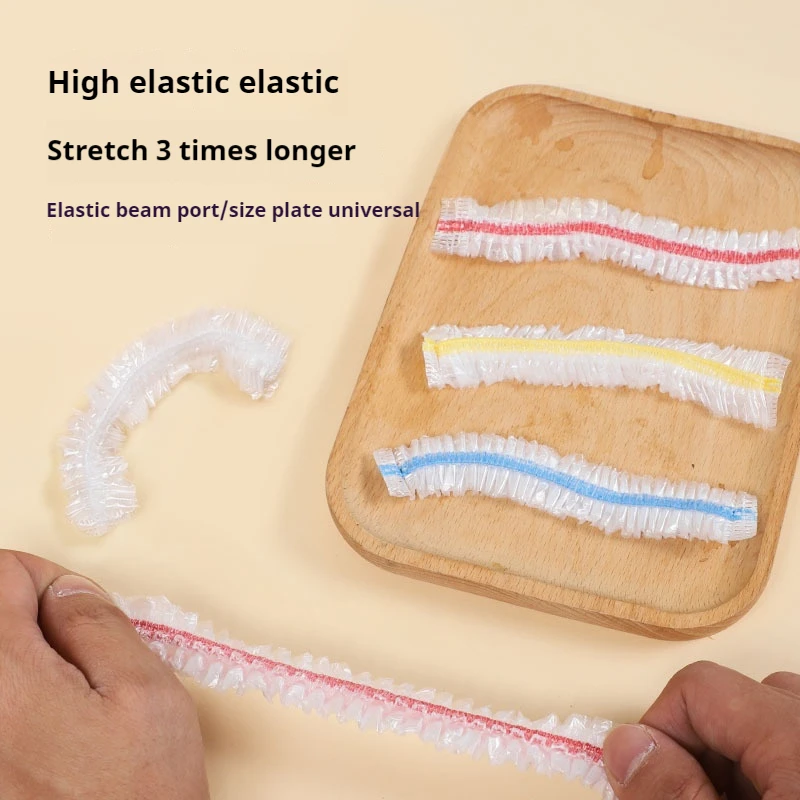 Disposable Food Cover Fresh-keeping Food Cover Plastic Colorful Elastic Wrap Lid Plate Kitchen Packaging Bags Storage Bag, image 3